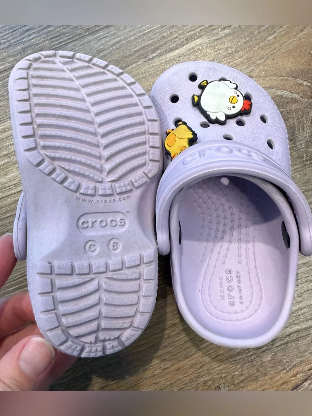 CROCS Kids Lavender Slip-On Clogs with Chick Charms